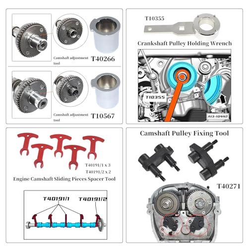 27Pcs EA888 Camshaft Crankshaft Engine Timing Tool Kit | Compatible with VW Audi VAG 2006-2018 1.8 2.0 TSI TFSI Engine, T10352 T10354 T10355 T10368 T40011 T40191 T40196 T40266 - size: 27PCS
