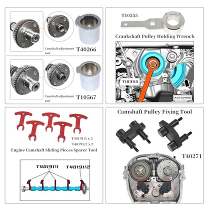27Pcs EA888 Camshaft Crankshaft Engine Timing Tool Kit | Compatible with VW Audi VAG 2006-2018 1.8 2.0 TSI TFSI Engine, T10352 T10354 T10355 T10368 T40011 T40191 T40196 T40266 - size: 27PCS