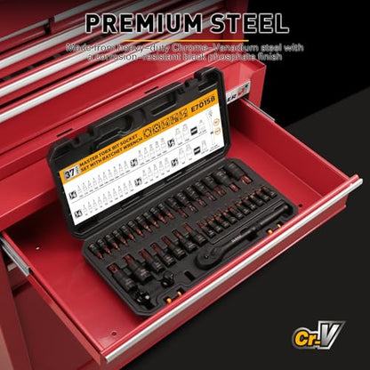 37-Piece Master Torx Bit Socket Set, 1/4", 3/8", 1/2" Drive Star & Tamper Proof T6-T70, T6H-T70H, Premium CR-V & S2 Alloy Steel, Ratchet Wrench, Sockets Adapter, High Torque for Automotive Mechanic - style: 37pcs Torx Bit Socket Set