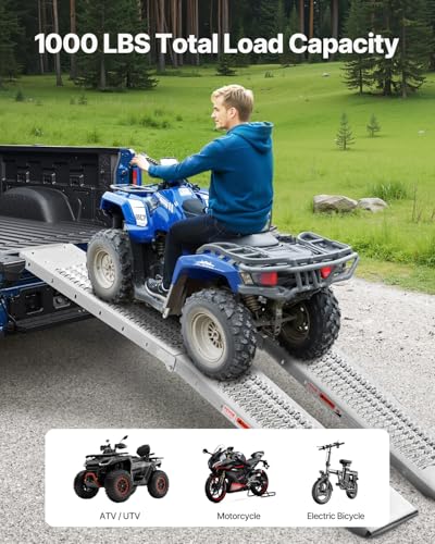 VEVOR Steel Ramps, 1000 lbs, 2Pcs Heavy-Duty Ramps with Wider Ramp Surface, Universal Stable Loading Ramp with Handles, Fit for ATV, UTV, Motorcycle, Electric Bicycle, etc. - size: 1000lbs