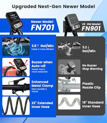 3.8GPM Automatic Electric Fuel Transfer Pump with Auto-Stop, USB Charging 51" Hose 4 Size Adapters Gas Can Pump with Leak Protection for Gasoline, Diesel, Kerosene, Black 2nd Gen - color: 3.8 GPM With Auto-Stop Nozzle