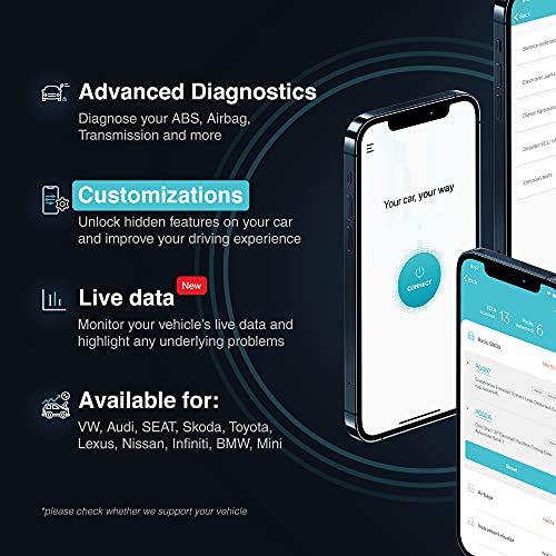 Carista OBD2 - Bluetooth OBD2 Scanner and App - Car Scanner Diagnostic Tool and Code Reader with Access to Diagnostics, Customizations, Service Tools, and Live Data