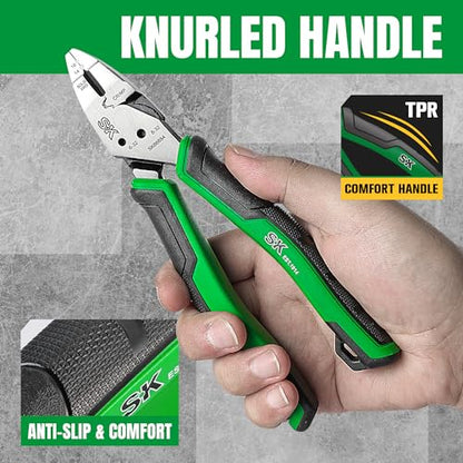 SK 7-Inch Multi-Use Diagonal Pliers, 5-IN-1, Premium CR-V Steel Construction, Ergonomic Anti-slip Handle for Comfortable Grip - style: Multi-Use Diagonal Pliers