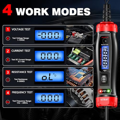 AWBLIN Power Circuit Probe Tester, 5-60V DC Digital Automotive Test Light with Voltmeter, Auto Voltage Current Relay Resistance Short Detection, Trailer Fuse Tester, Car Electrical Diagnostic Tool