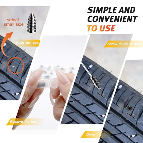 Morcheiong 30 Pcs Tire Repair Rubber Nail Kit Self-Tapping Tire Repair Screws Suitable for Motorcycles Trucks Cars Other Vacuum Tire Vehicles