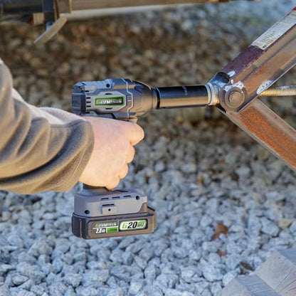 Genesis 20V Brushless Impact Wrench 1/2" 3 Speed with Battery, Charger, 400 ft lbs, 540 N.M Max Torque (GLIW2012BH)
