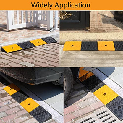 Nisorpa 2'' Rise Rubber Curb Ramp 22000lbs Heavy Duty Loading Threshold Ramp 10 Ton Driveway Ramp Car Slope Ramps for Loading Dock Motorcycles Warehouse Sidewalk Wheelchair Shed Garage