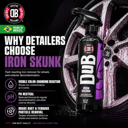 DUB BOYZ Iron Remover for Cars - 16oz Color-Changing Wheel Cleaner, Brake Dust & Iron Particle Decontamination, Safe on Alloy & Painted Wheels, Paint Safe Iron Skunk
