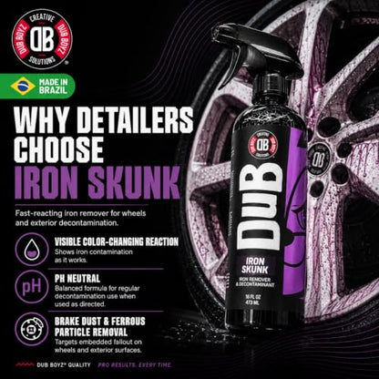 DUB BOYZ Iron Remover for Cars - 16oz Color-Changing Wheel Cleaner, Brake Dust & Iron Particle Decontamination, Safe on Alloy & Painted Wheels, Paint Safe Iron Skunk