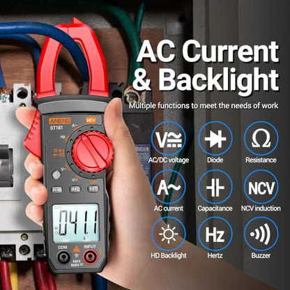 ANENG Digital Clamp Meter,Multimeter Tester,4000 Count,NCV,Amp Voltmeter | Measures AC Current, AC/DC Voltage,Capacitance, Resistance, Diodes, Continuity Frequency Backlight Electrican Tools - style: 4000 Counts AC Current