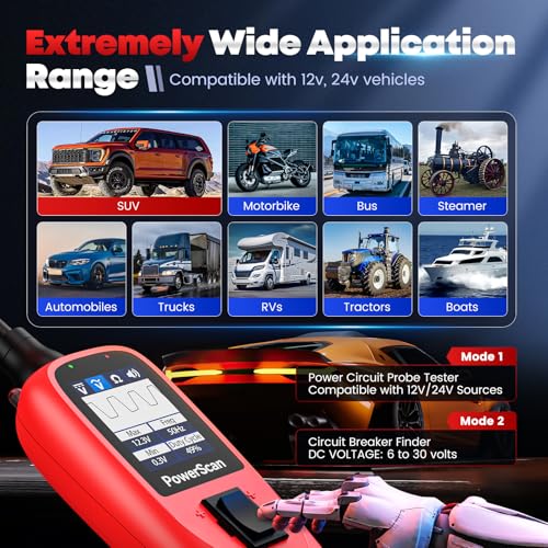 Autel PowerScan Automotive Circuit Tester, Power Circuit Probe Tool, 12-24V Electrical Short Open Breaker Circuit Finder, AC/DC Current Resistance, Duty Cycle, & 20FT Extension Cord, for 99% Cars