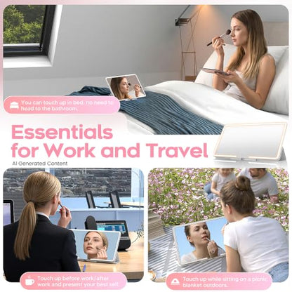 Upgraded Car Sun Visor Mirror Vanity as Gift for Women Men Makeup | Smart Sensor Switch, With protective Case, 3 LED Lighting Modes, 78 LED Beads, Rechargeable, Dimmable, 15-day Battery Life