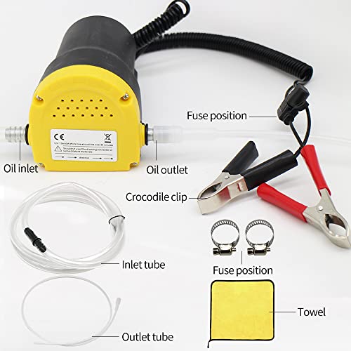 Oil Change Pump Extractor,Oil/Diesel Fluid Pump Extractor Scavenge Suction Transfer,Electric Oil Pump Is Use For Boat,Car,Truck,Motorcyle 12V 60W, With External Fuse