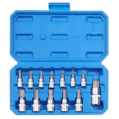 Hex Bit Socket Set Premium S2 Alloy Steel | 13-Piece Metric 2mm - 14mm Allen Socket Kit