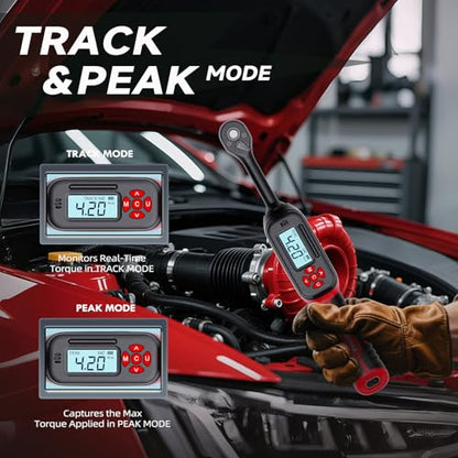 14-Piece 3/8" Digital Torque Wrench Spark Plug Socket Set | 4.2-85 N.m (3-62.6 Ft.lb) with Magnetic Swivel Sockets, LED & Buzzer Alerts, CR-V Steel for Automotive Engine Maintenance - size: 3/8" 14pcs-Spark 4.2-85N.m/3-62.6Ft.lb