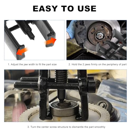 4" 2-Jaw Gear Puller, Adjustable Carbon Steel Bearing Gears Puller Flywheel Removal Tool, Two Claws Hand Pump Pulleys Remover for Auto Bearings Gears Flywheels (Black) - color: Black