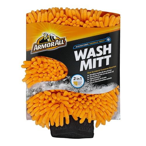 Armor All Microfiber Car Wash Mitt by Armor All, Noodle Tech Car Wash Glove for Clean Cars, Trucks, Motorcycles, 1 Each - size: 1 Count (Pack of 1), style: 2 in 1 Wash Mitt