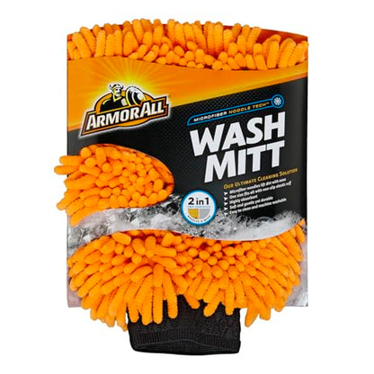 Armor All Microfiber Car Wash Mitt by Armor All, Noodle Tech Car Wash Glove for Clean Cars, Trucks, Motorcycles, 1 Each - size: 1 Count (Pack of 1), style: 2 in 1 Wash Mitt
