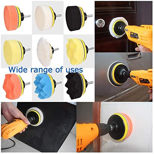 Yesallwas Car Foam Drill Polishing Pad Kit 8Pcs,4 Inch Buffing Pads Kits Drill Buffer Attachment,Thin Sanding Sponge for Drill Buffing,Car Sanding,Polishing,Waxing,Cleaning Set (4 Inch) - size: 4"/100mm 8pcs