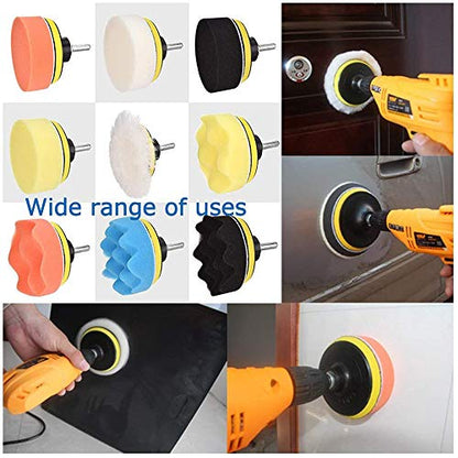 Yesallwas Car Foam Drill Polishing Pad Kit 8Pcs,4 Inch Buffing Pads Kits Drill Buffer Attachment,Thin Sanding Sponge for Drill Buffing,Car Sanding,Polishing,Waxing,Cleaning Set (4 Inch) - size: 4"/100mm 8pcs