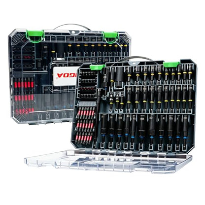 80-Piece Magnetic Impact Nut Driver Set, Metric & SAE Impact Sockets & S2 Bits, with Socket Adapters, Bit Holder, Chrome Vanadium Steel