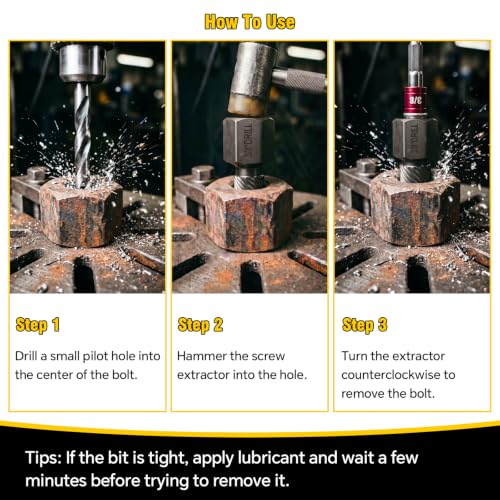15Pcs Screw Extractor Set, Easy Out Bolt Extractor Kit | Removes damaged bolts/screws easily. 15 sizes 1/8-1/2" w/ adapters. Cr-Mo steel, hex multispline for power/hand tools.