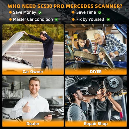 CGSULIT SC530 Pro OBD2 Scanner Diagnostic Scan Tool for Mercedes Benz, 2025 Full System Car Code Reader with 20+ Services, ABS Bleed, Oil/EPB/SRS/SAS/TCM/BMS/T-hrottle Reset, Auto VIN, Free Update