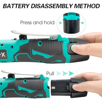 Cordless Ratchet Wrench, Electric Ratchet 3/8 Drive, Battery Ratchet Wrench Kit, 44 Ft-lbs with 2-Pack 2000mAh Batteries, Fast Charger, 7 Sockets