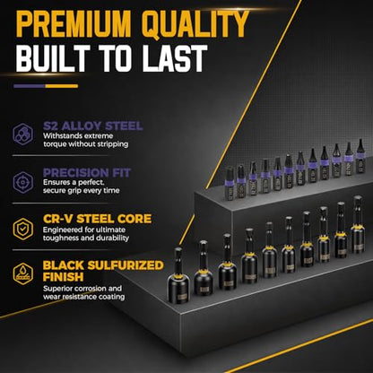 KELIN 80 PCS Deep Impact Driver Bit Set, Magnetic Nut Driver Set, Socket Set Metric & Sae with Universal Sockets, Socket Adapters, Wing Nut Driver, Gifts for Men Gifts for Him Dad