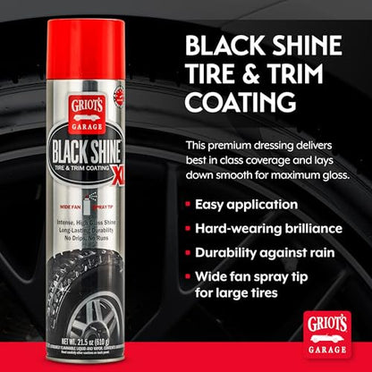 Griot's Garage Black Shine Tire and Trim Coating, Water-Resistant Dressing, Provides a High-Gloss Finish, Rain, and UV Protection, 10850, 21.5oz - size: 21.5 Ounce (Pack of 1)