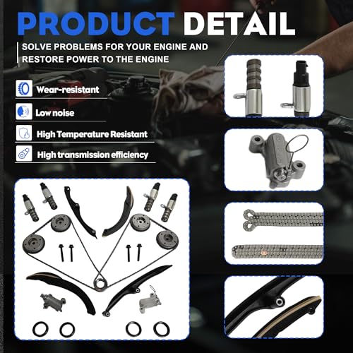3.5L Timing Chain Kit Phasers Kit VVT Gear VCT Solenoid Guides Tensioners | Fit For Ford F-150 Ecoboost Expedition Lincoln Navigator 3.5L V6 2017-2024 OE#HL3Z6B274A HL3Z6268A 3-1079S