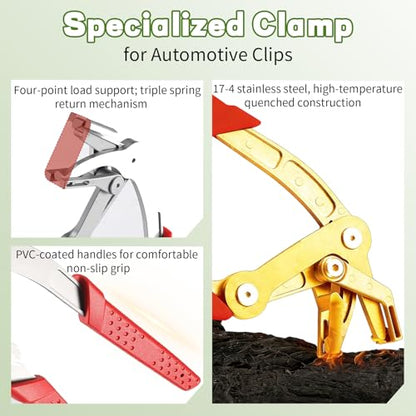 Car Clip Pliers, 1 Pcs Panel Clip Removal Tool, Professional Plastic Auto Fastener Removal Pliers, Interior & Exterior Trim, Damage-Free Disassembly Tool for Mechanics (Red)