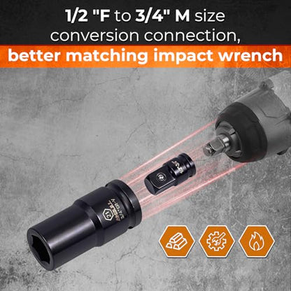 Anbull 3/4 Inch Drive Deep Impact Socket Set, 13 Piece Metric Combination, Sizes 17mm 19mm 21mm 22mm 24mm 27mm 30mm 32mm 33mm 36mm 38mm 41mm Hex Socket Set, 6 Point Design, Cr-V Chrome Vanadium Steel