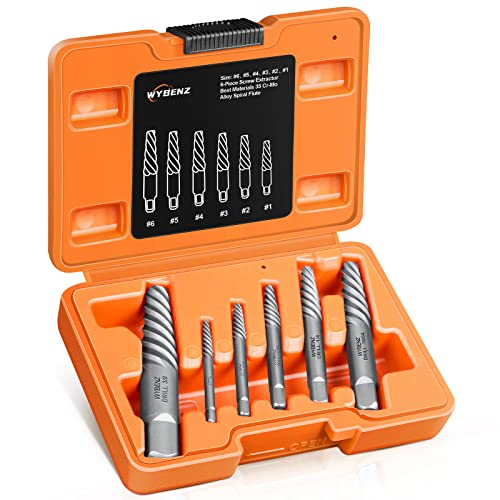 6 Pcs Screw Extractor Spiral Flute Bolt Extractor Set Stripped Screw Remover Cr-MO Easy Out Bolt Extractor Set Cool Gadgets for Men,Removing Stripped Screws and Broken Bolts - size: 6PCS