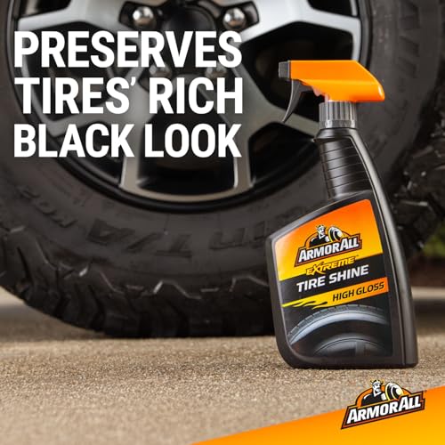 Armor All Tire Shine Spray, Even Shine, Minimal Overspray, 2 Count | No-wipe formula for clean, dry tires; apply after cleaner and let dry for 5 mins and elevate your car cleaning supplies - style: Trigger Bottle