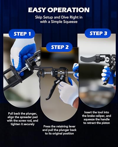 OMT Dual Piston Brake Caliper Compressor Brake Piston Compressor Tool | Retracts single & dual pistons, fits most cars, SUVs & trucks, 377 lb force, aluminum & steel, molded EPE foam case - style: Dual Piston