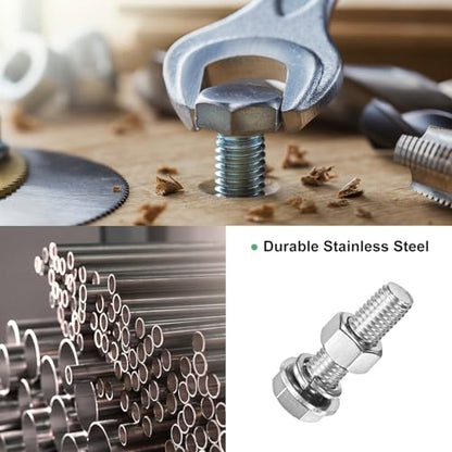 M METERXITY 10-Pack Hex Head Screw Bolt with Nuts Flat & Lock Washers M12x45mm Stainless Steel Bolts and Nuts Kit Fully Threaded Metric Bolt Assortment for Equipment/Machinery - size: M12x45mm