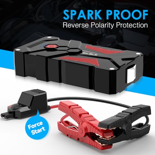 Jump Starter Car Jump Starter Auto Battery Booster Pack 5000A Peak 12V with USB-C Quick Charge,Lithium Jump Box with LED Light(Up to 7.0L Gas or 5.5L Diesel Engine) - color: Red