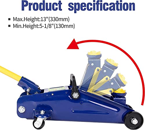 2 Ton Floor Jack - Car Hydraulic Trolley Jack Lift with 4000 Lbs Capacity for Home Garage Shop,Lifting Range 5.1"-13",Blue - style: 2 Ton Floor Jack