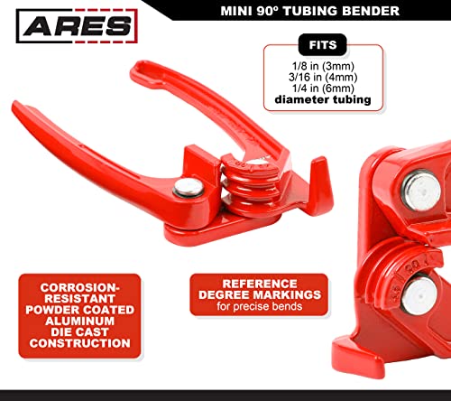 ARES 10029 – Mini 90 Degree Tubing Bender – Fits 1/8-Inch (3mm), 3/16-Inch (4mm), and 1/4-Inch (6mm) Diameter Tubing – Compact Design for Tight Spaces – Perfect for Brake Jobs, Refrigeration, and More - size: Mini 90 Degree Tubing Bender