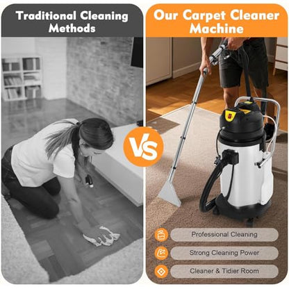 Commercial Carpet Cleaner Machine, Heavy Duty Extractor Vacuum Washing Machine, Portable Wet Dry Vacuum Cleaner for Workshop, Car, Garage, Home 20L, 30L - size: 30L