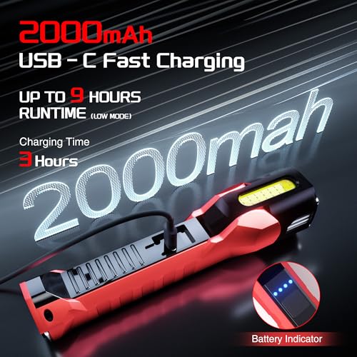Anhay Rechargeable Work Light, 1200 Lumens LED Work Lights with 160° Swivel Head, Magnetic Base & Hooks, 6 Lighting Modes Magnetic Work Light for Car Repairs, Emergencies