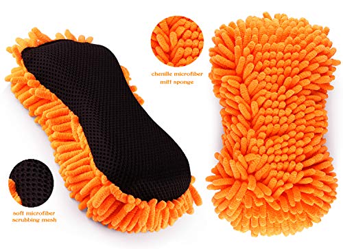 SCRUBIT Microfiber Car Wash Sponge - Non-Scratch Wash Mitt Microfibers for Cleaner Cars, Great for Everyday Cleaning - Automobile Cleaning Sponges Essential Part of Any Washing Kit - 2 Pack