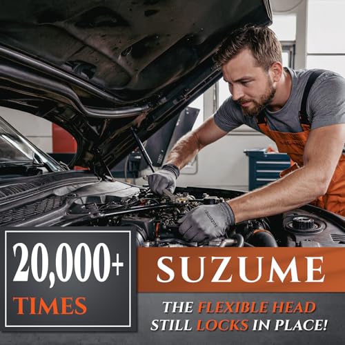 SUZUME 24-piece Flex Head Ratcheting Wrench Set Metric & SAE 180° flexible | 8-19mm & 1/4"-7/8" Cr-V Black Nickel Coating 72-tooth for Car, SUV, Pickup, Moto, Bike,Machine Repair Home DIY with Organizer - size: 24-Piece, style: Metric and SAE