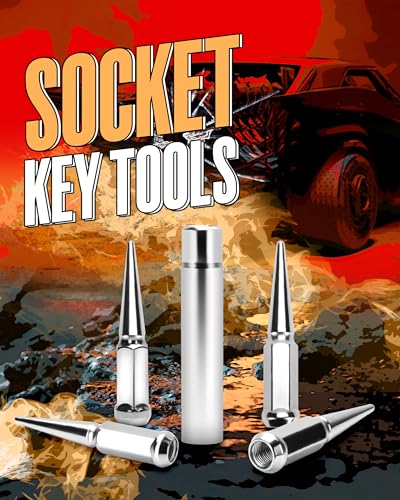 SUCOSO Spike Lug Nuts Socket Key, Stripped Lugnut Remover with 5" Length | 19mm Hex Universal Drive Spike Lugnuts Socket Tool, Fit for 14x1.5,14x2.0,9/16-18,1/2-20,12x1.5,12x1.25 Spiked Lug Nut