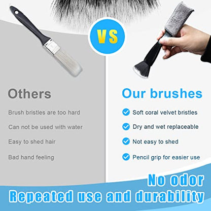 Ziciner 2 PCS Double Head Brush for Car Clean, Soft Auto Interior Duster Detailing Brushes, Universal Vehicle Dashboard Screen, Air Vents, Computer etc Cleaning Tool Accessories (Black) - color: Black, 2 PCS