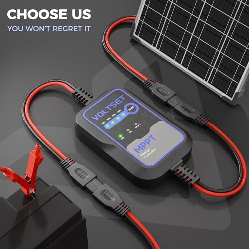 Voltset MPPT Solar Charge Controller 12V for Solar Panels Up to 50W | IP67 Waterproof | LED Indicators | For RV, Marine, Camper & Trailer | Supports Gel, AGM, Lead-Acid & LiFePO4 - style: Mppt Solar Charge Controller use Below 50W