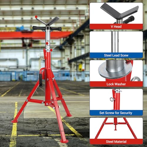 Heavy-Duty Pipe Jack Stands, 2500LB Capacity & 28-52 Inch Adjustable Height, Folding Steel Stand for Welding, Automotive Repair and Industrial Use,Red - size: 2500 lbs
