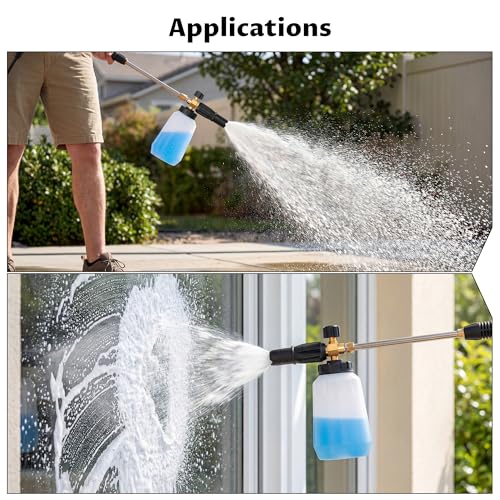 Lichamp Foam Cannon for Pressure Washer, 1000ml Wide Mouth Snow Foam Lance, 1/4 Inch Quick Connector, Adjustable Foam Thickness & Spray Width, Brass Head & Stainless Steel for Car, Driveway, Patio