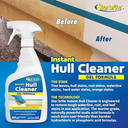 STAR BRITE Instant Hull Cleaner - 32 Oz Gel Spray - Easily Remove Stains, Scum Lines & Grime on Boat Hulls, Fiberglass, Plastic & Painted Surfaces - Easy to Use Formula (096132) - size: 32 Fl Oz (Pack of 1)